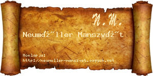 Neumüller Manszvét névjegykártya